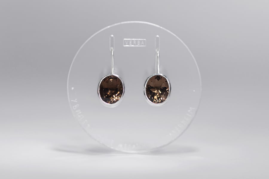 Image of "Stellar navigation" silver earrings with smoky quartz · STELLAE AURIGANTES ·