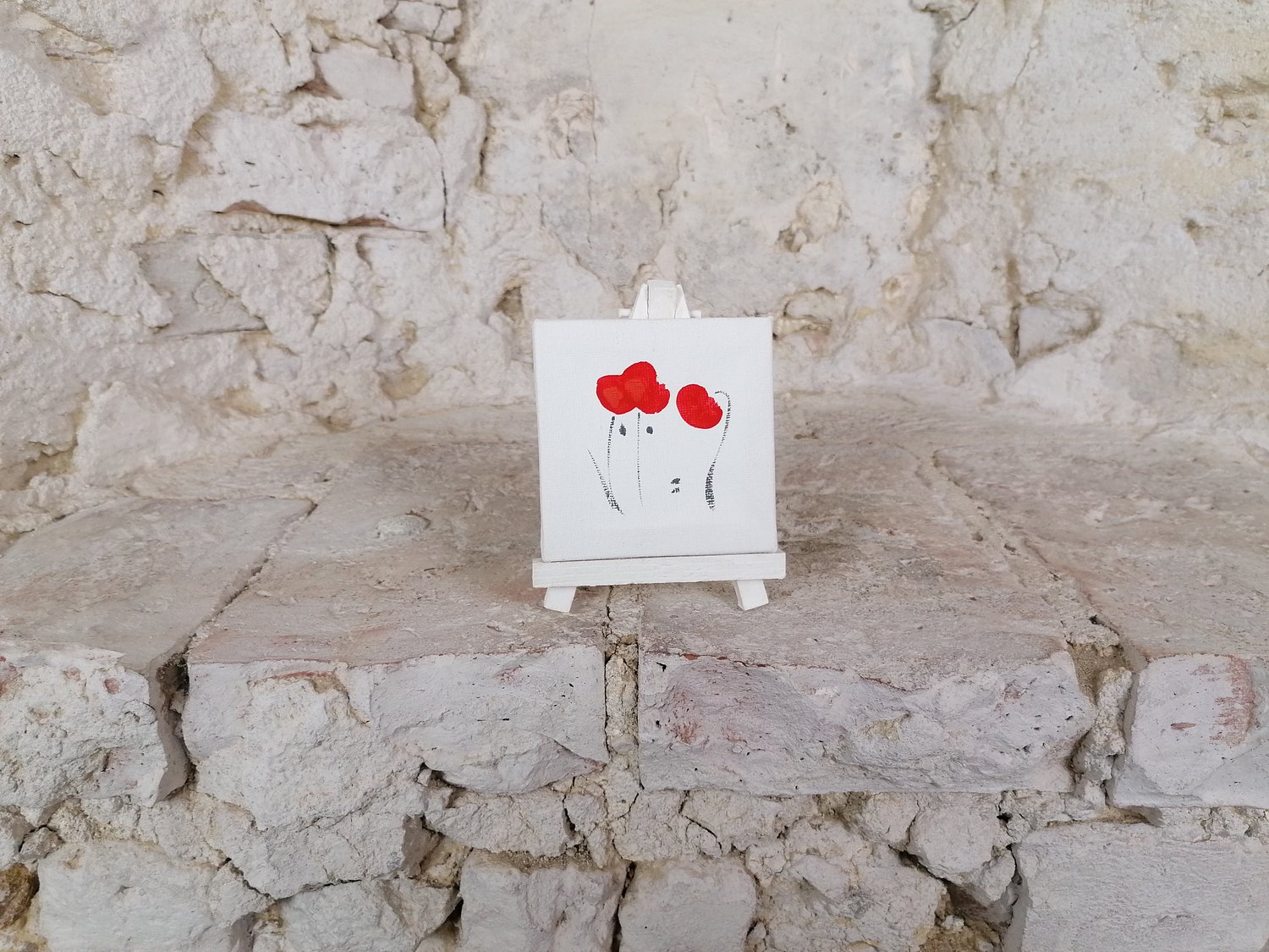MINIATURA PAPAVERI E CUORI