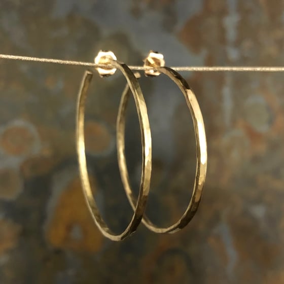 Image of Big Hammered 18K Gold Hoops