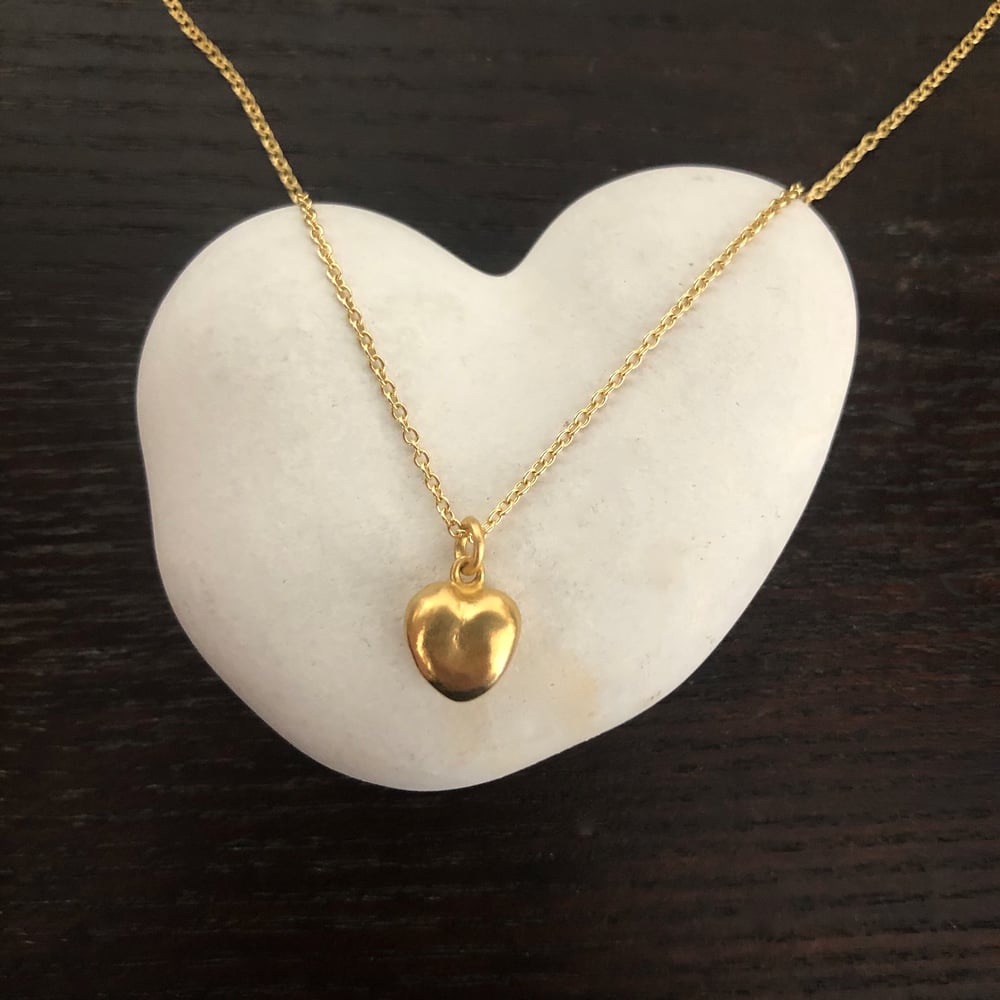 18K Solid Gold Heart on 20 Chain with Toggle