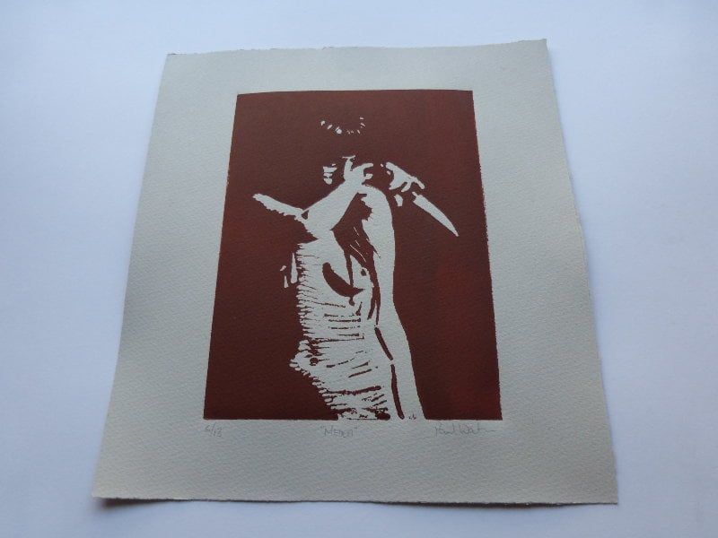 Medea - Linoprint by Paul Watson