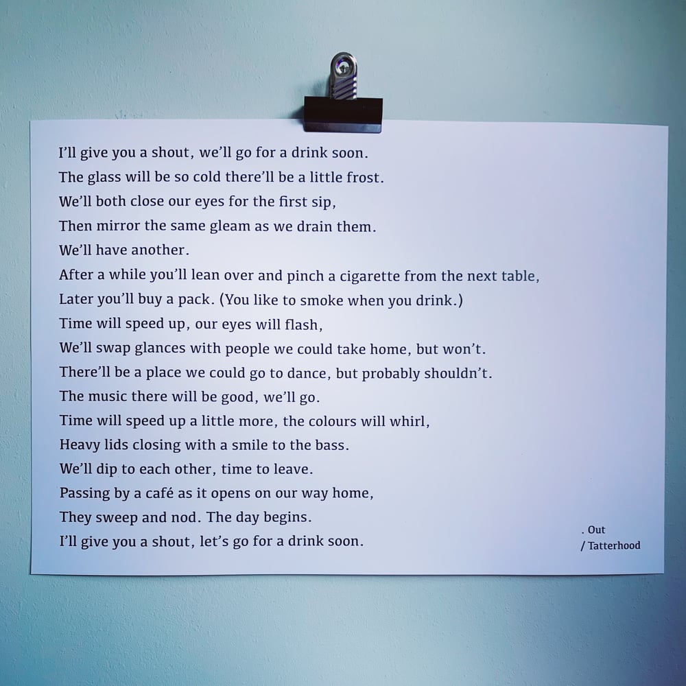 Image of Out - Heavy Weight Poem Art Print A3