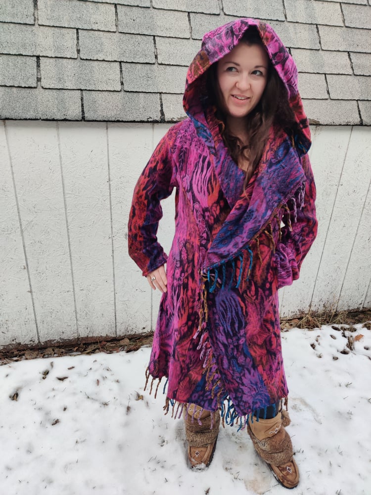 Image of Funkadelic Fringe Coat Pink