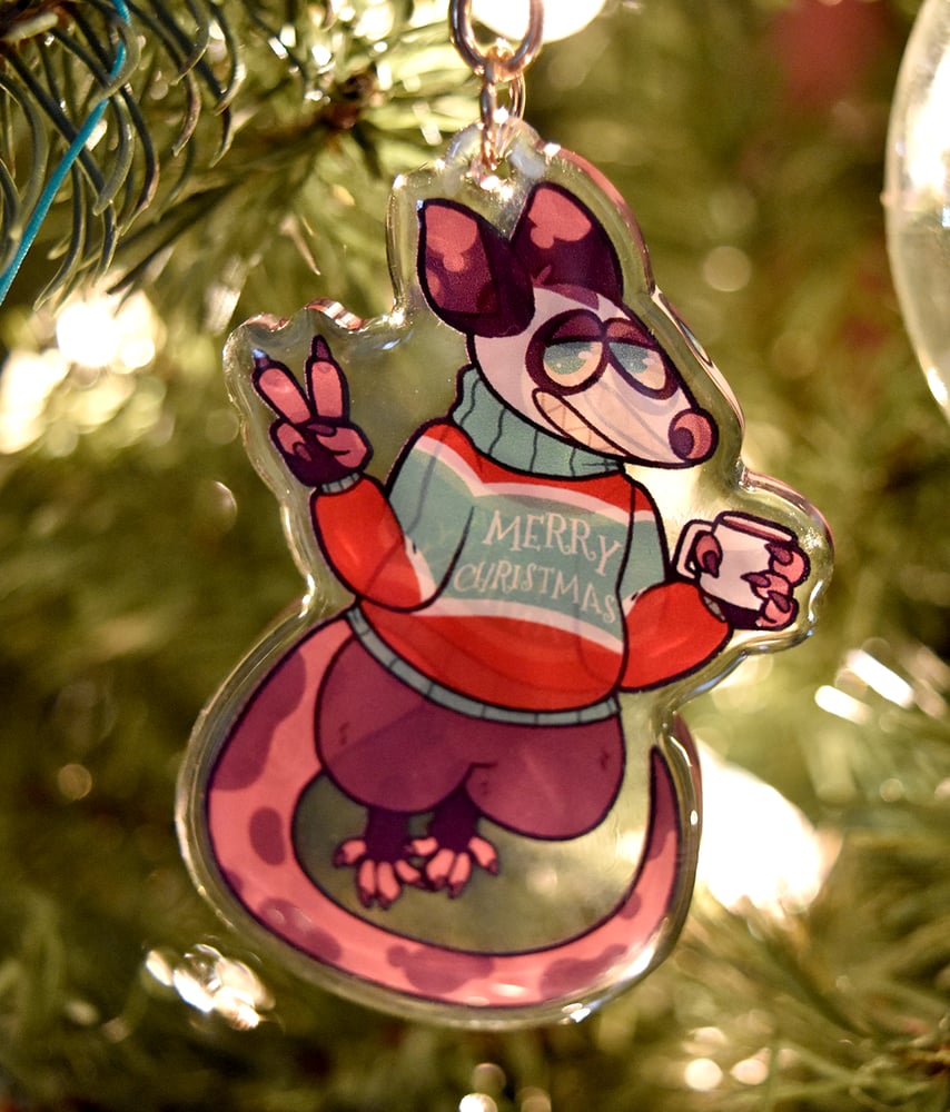 Image of Filthy Opossum Holiday Keychain