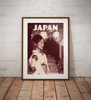 Image of Japan Print | Women in Kimono | Vintage Poster | Travel Poster | Gift | Purple