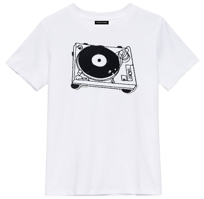 Image of 'Turntable' Graphic Print White T-Shirt