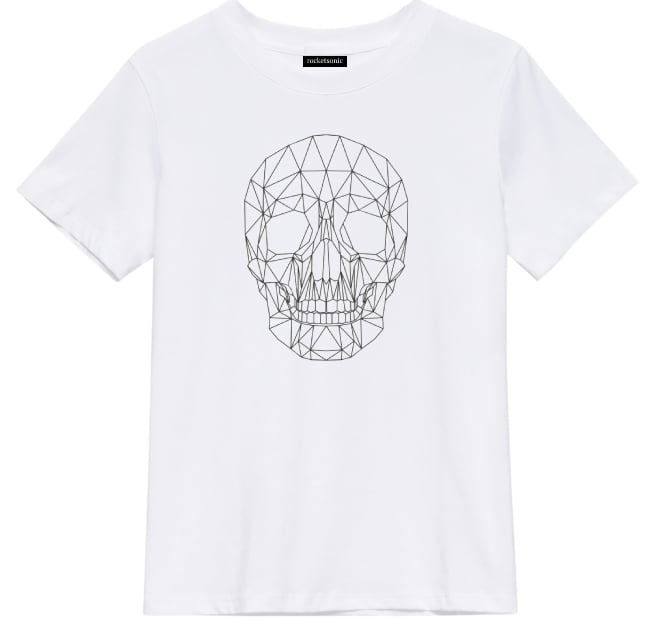 Image of 'Skull' Graphic Print White T-Shirt