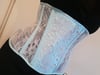 28" sheer underbust with couture lace overlay and freshwater pearls