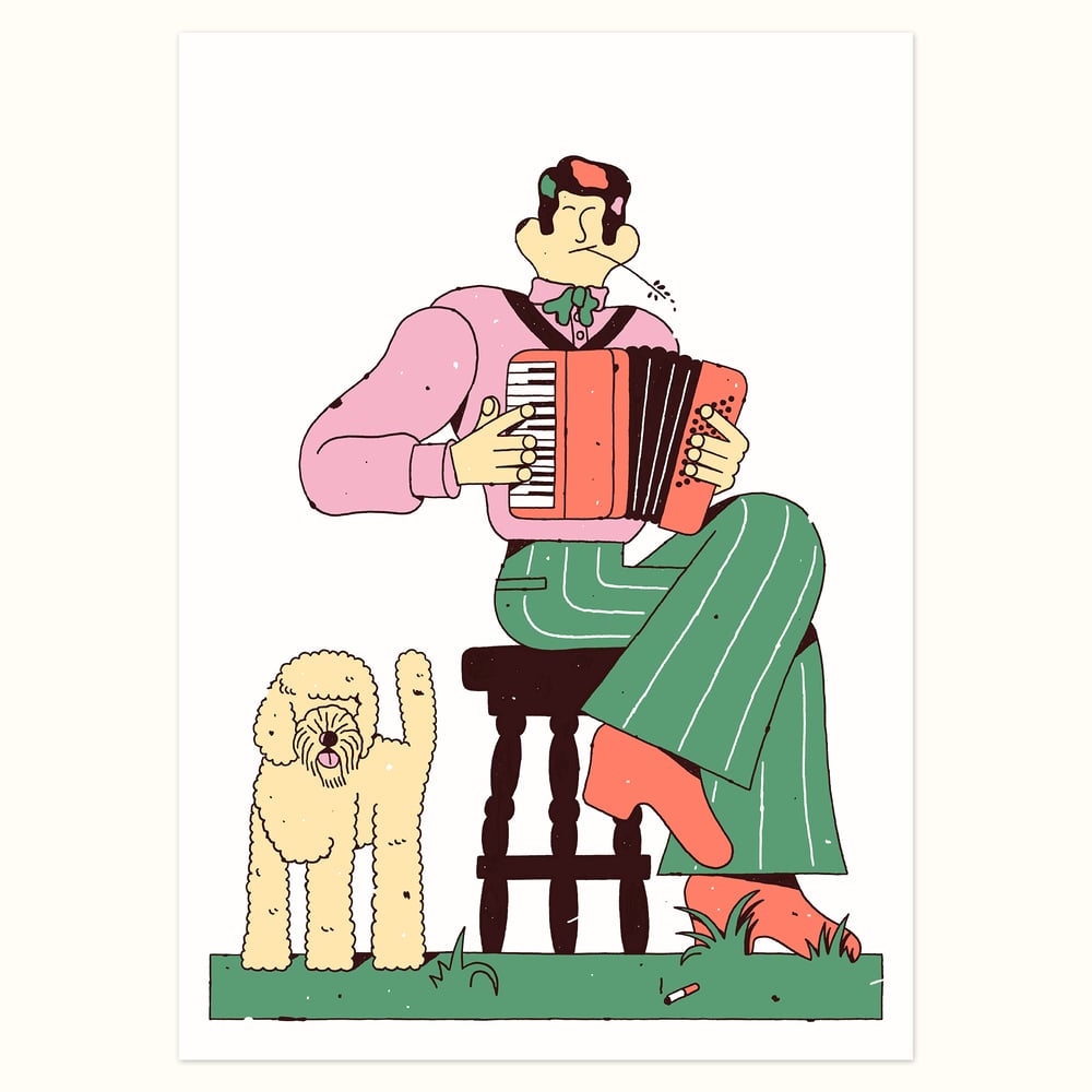 Image of Musician with labradoodle