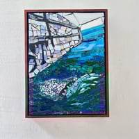 Image 1 of Shark Stained Glass Mosaic 10x13 in with frame