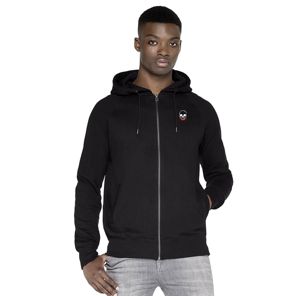Back Scratch Unisex Black Zip-Up Hood (Organic)
