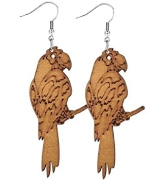 Image of Wooden Style Parrot Earrings