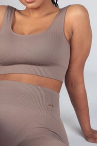 Image 1 of Mocha Ribbed Bra - WAS £15