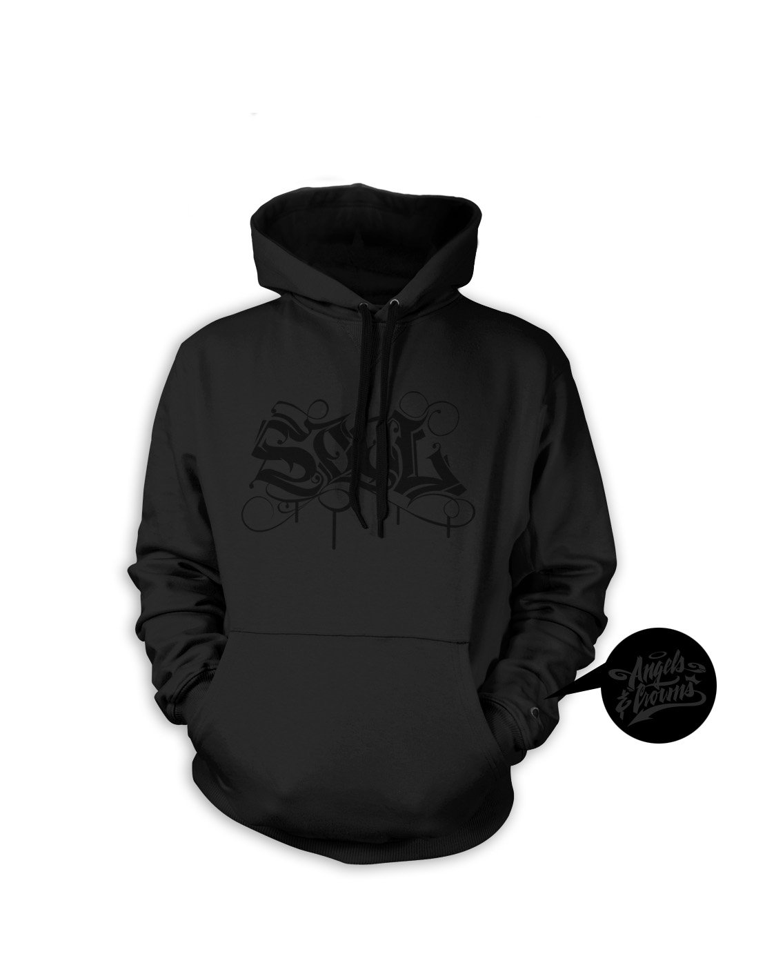 SOUL Script Hoodie (All Black) | Angels & Crowns