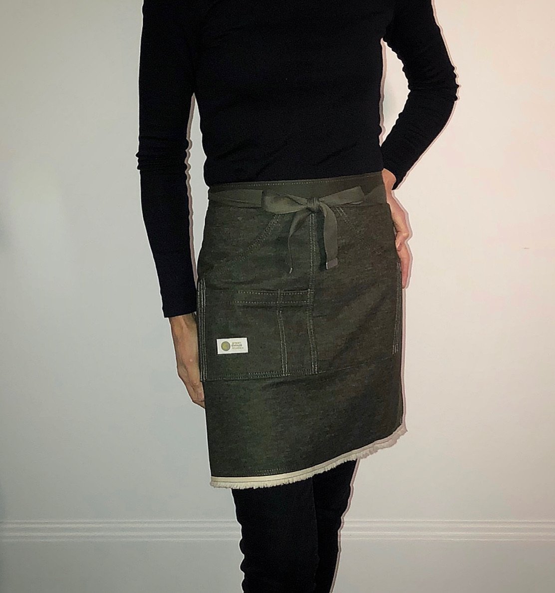 Women’s Waist Apron | Couture  | 4 Pocket Olive 7 oz. 100% Cotton Denim Handmade Waist Apron