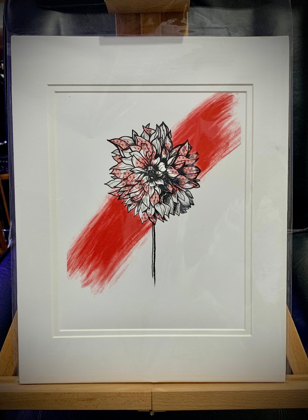 Red Geometric Dahlia LE Fine Art Print (Direct Shipped)