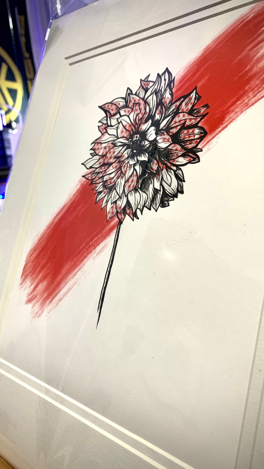 Red Geometric Dahlia LE Fine Art Print (Direct Shipped)