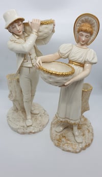 Image 1 of Royal Worcester Pair of Figural Spill Vases by James Hadley