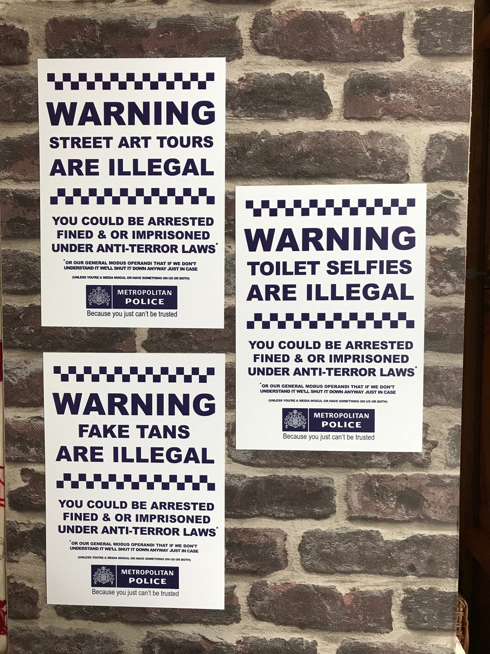 Image of WARNING FAKE TANS ARE ILLEGAL (ALL 3 DESIGNS)
