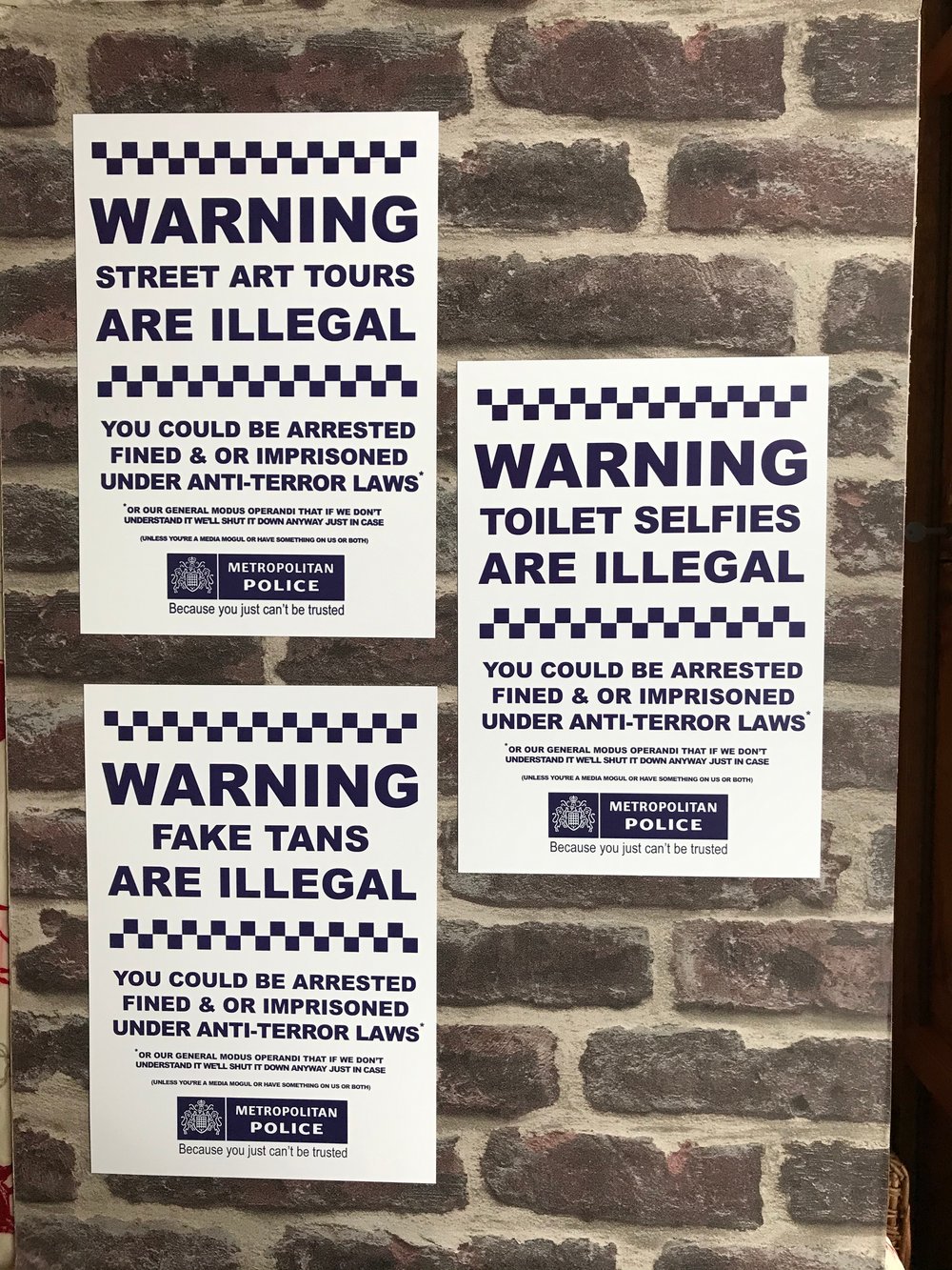 Image of WARNING STREET ART TOURS ARE ILLEGAL (ALL 3 DESIGNS)