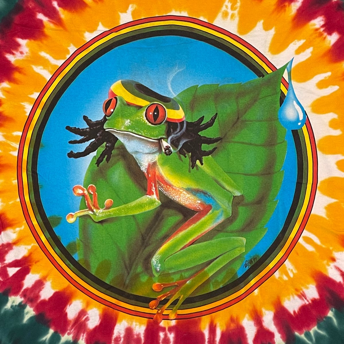 Original Vintage 1995 Eye Dye Rasta Tee by Richard Biffle! XL