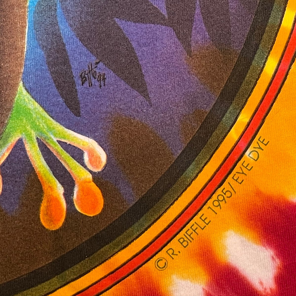 Original Vintage 1995 Eye Dye Rasta Tee by Richard Biffle! XL