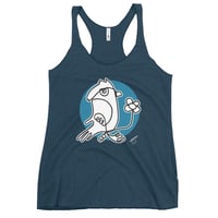 Image 2 of Women's Racerback Bird and Flower (Blue)