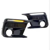 Image 2 of 18+ Glossy Black Fog Light Bezels w/ LED DRL & Switchback Turn Signal