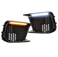 Image 1 of 18+ Glossy Black Fog Light Bezels w/ LED DRL & Switchback Turn Signal