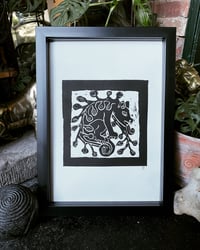 The Aztec Ahuizotl A4 original Lino print. 