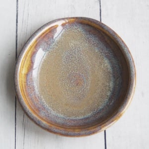 Image of Medium Spoon Rest in Rustic Amber Glaze, Handmade Ceramic Spoon Holder, Made in USA