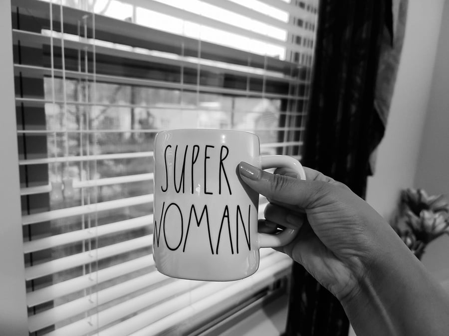 Image of My new favorite super woman coffee mug, by Rae Dunn