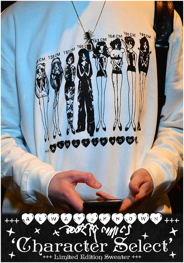 Image of ALWAYSKNOWN x BOOTLEGCOMICS 'CHARACTER SELECT' Sweaters