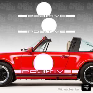 Image of POSITIVE HERITAGE TYPE SIDE SCRIPT + NUMBER DECAL SET - YOUR CUSTOM TEXT/NUMBERS