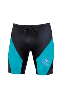 CORELORD 2mm WETTY TRUNKS <BR> BLACK/AQUA Image of CORELORD 2mm WETTY TRUNKS <BR> BLACK/AQUA