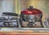 Vintage Poached Egg, still life oil painting