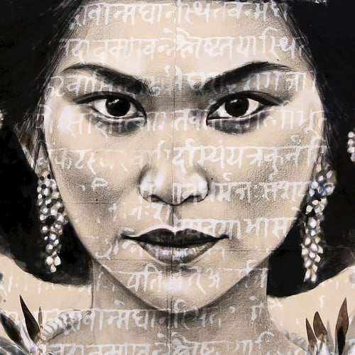 Image of Original drawing - "Toraja Princess" - 100x100 cm