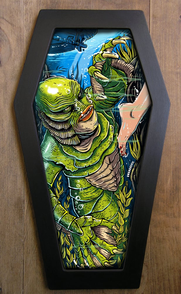 Image of Limited Edition Creature from the Black Lagoon coffin framed art 