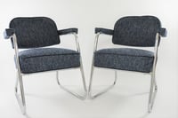 Image 2 of Fauteuils chromés bouclette bleu et ivoire