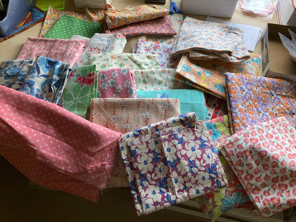 Image of Feedsack scrap bag— Variety of strips and squares