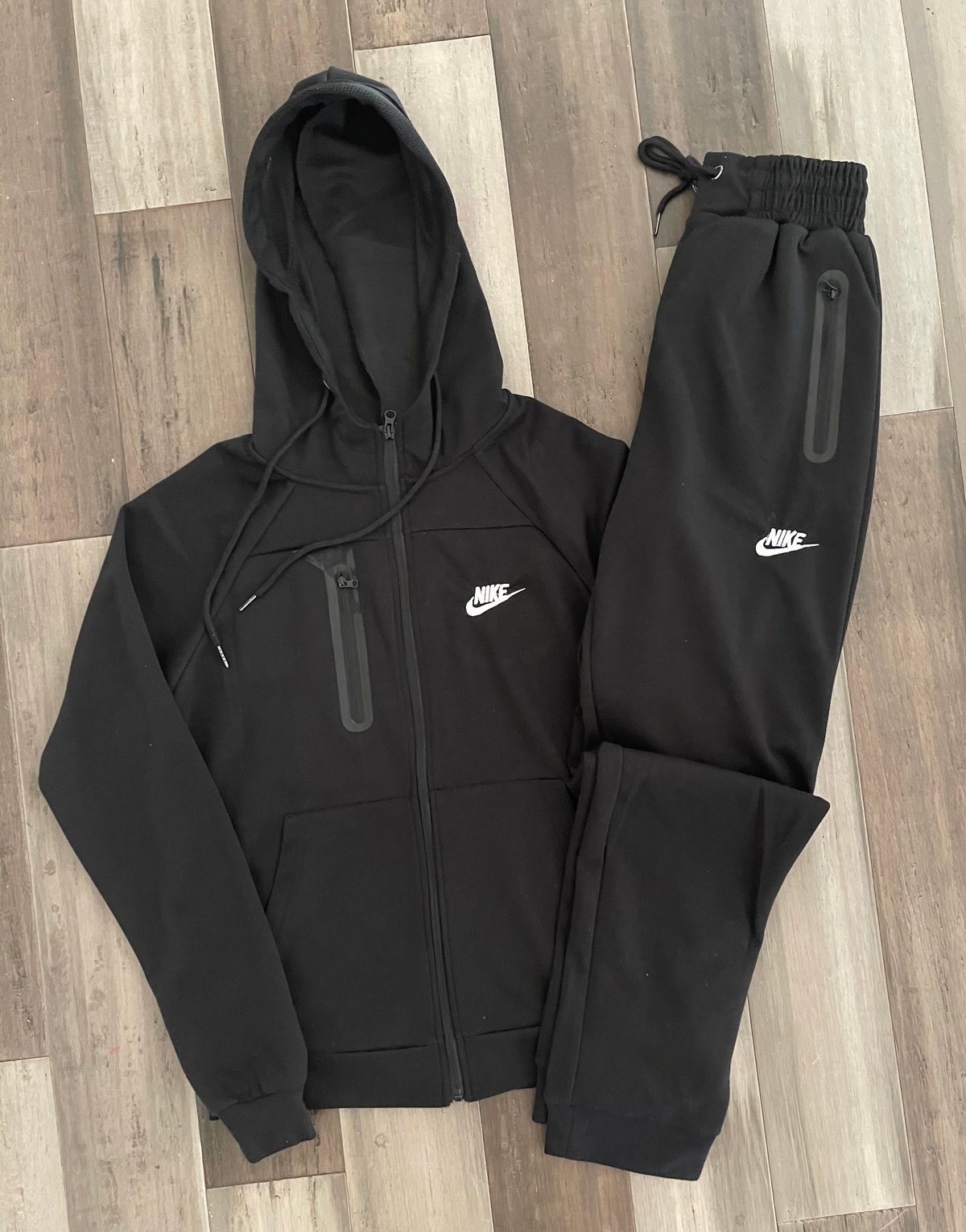 Men’s Embroidered Tech Fleece Zip Up Hoodie Sweatpants Set