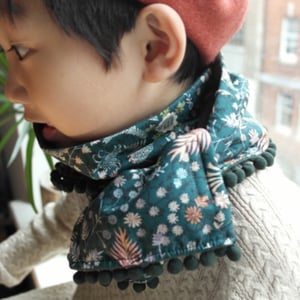 Image of Liberty fleece pompon Scarf - Strawberrythief navy