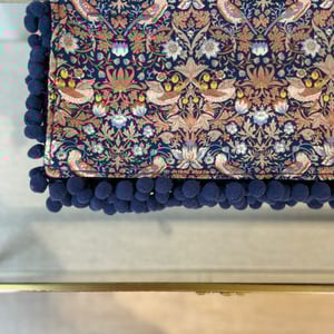 Image of Liberty fleece pompon Scarf - Strawberrythief navy