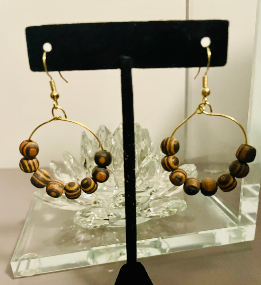 Image of Amber wood hoops