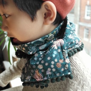 Image of Liberty fleece pompon Scarf - June blossoms