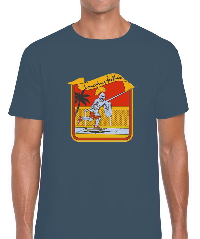 Image of Something for Kate Skating Jouster tee on indigo blue