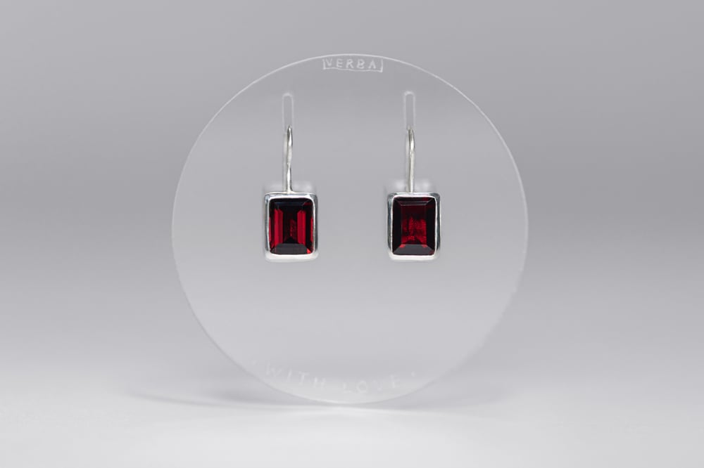 Image of "With love" silver earrings with garnets · CUM AMORE ·