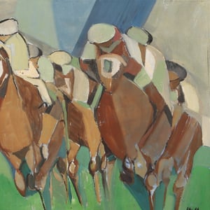 Image of Mid Century. Swedish Oil Painting, 'The Gallop' TORSTEN HULT