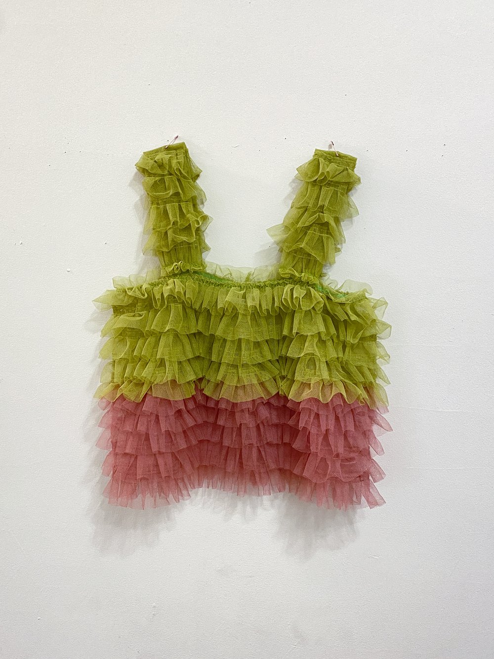 Lime / pink ruffle top 