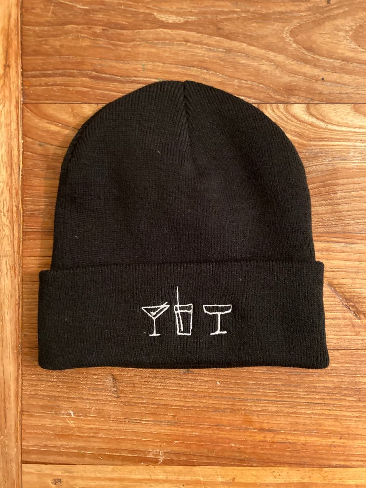 Image of 14 Support Beanie "All Drinks On Me!" black